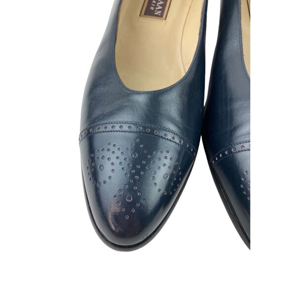 *Vintage Cole Haan Tensile Air Cap Toe Pumps Size 10AA Blue Classic Navy Italy - Picture 4 of 16